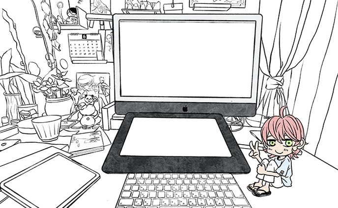 机の上