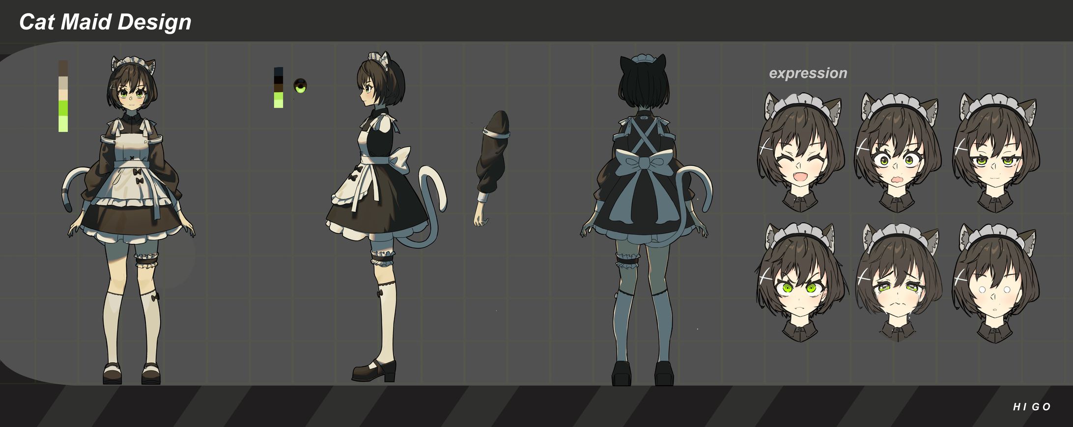 cat maid character design-1