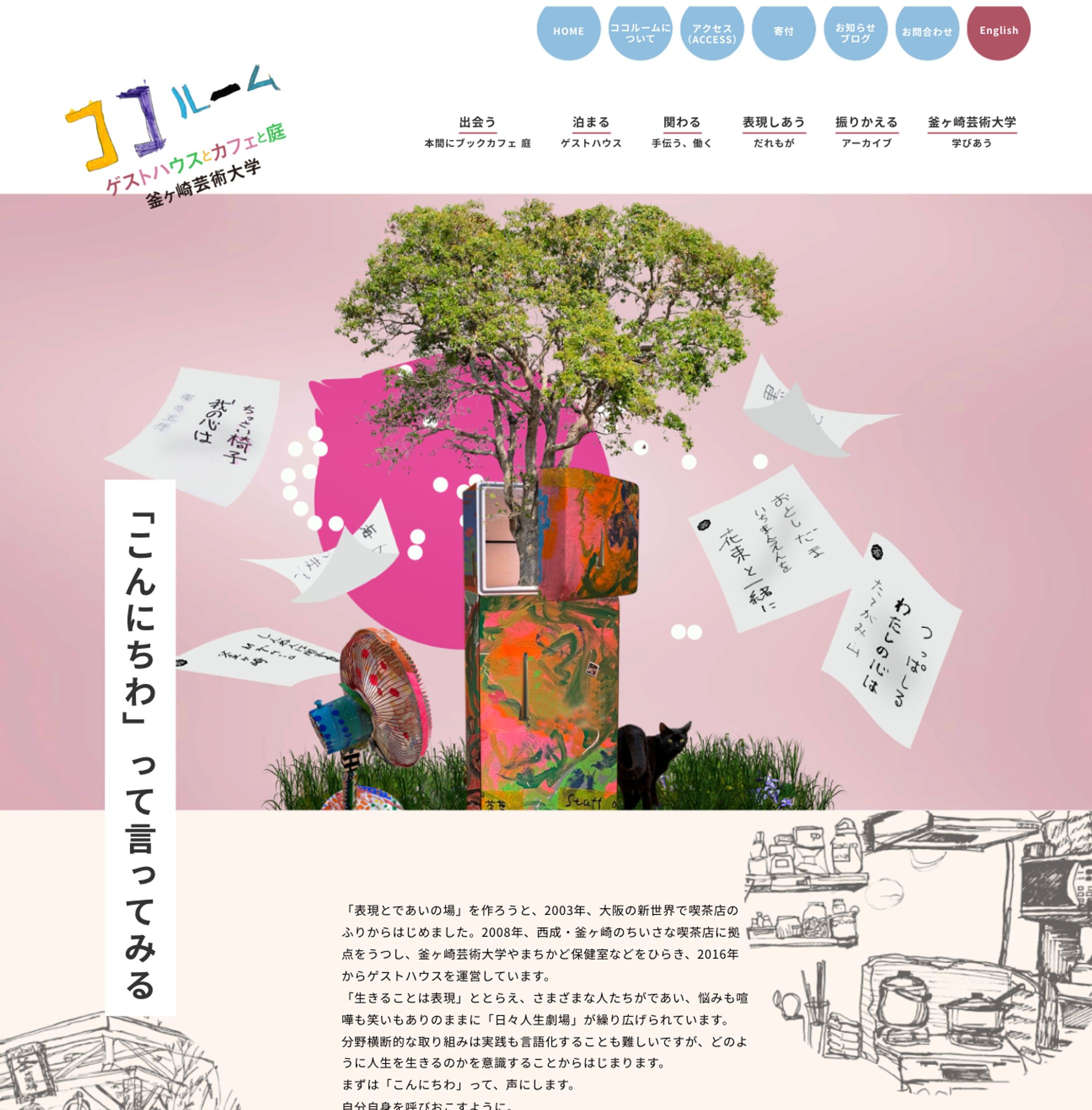 ココルーム〜ゲストハウスとカフェと庭〜釜ヶ崎芸術大学さんのサイトリニューアル-1