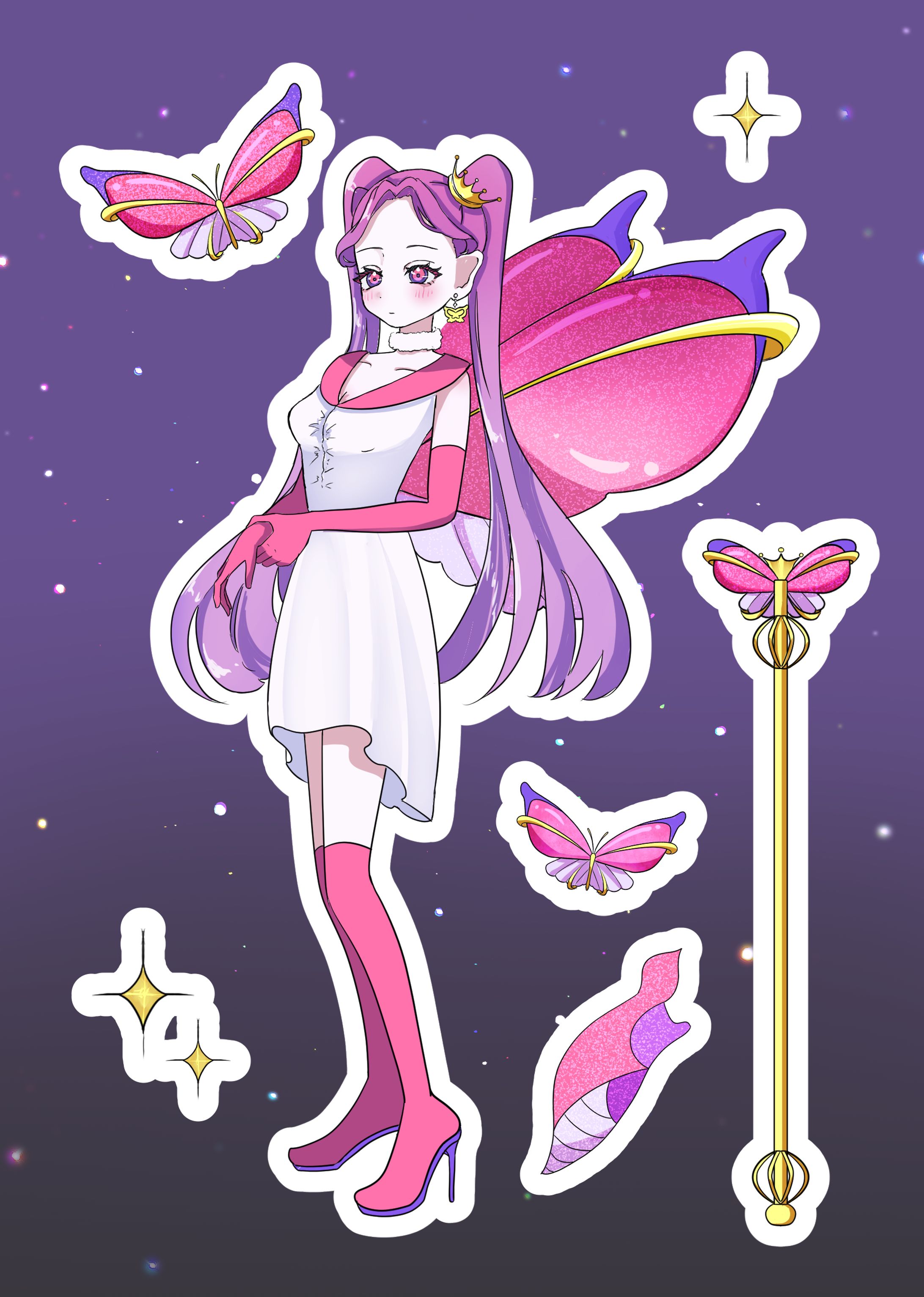 蝶々　ハーフカットシール-1