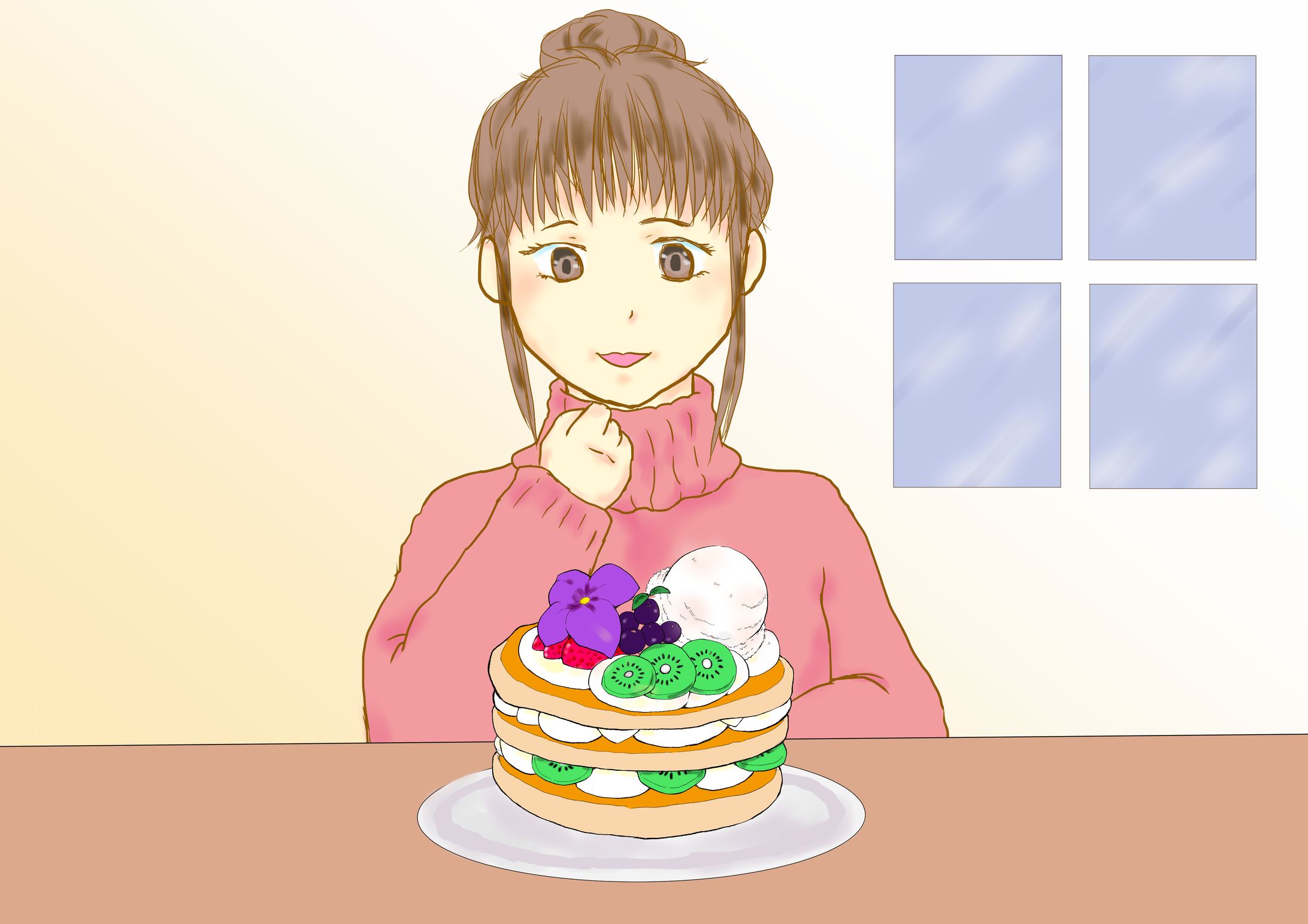 スイーツ女子（イラスト）-1