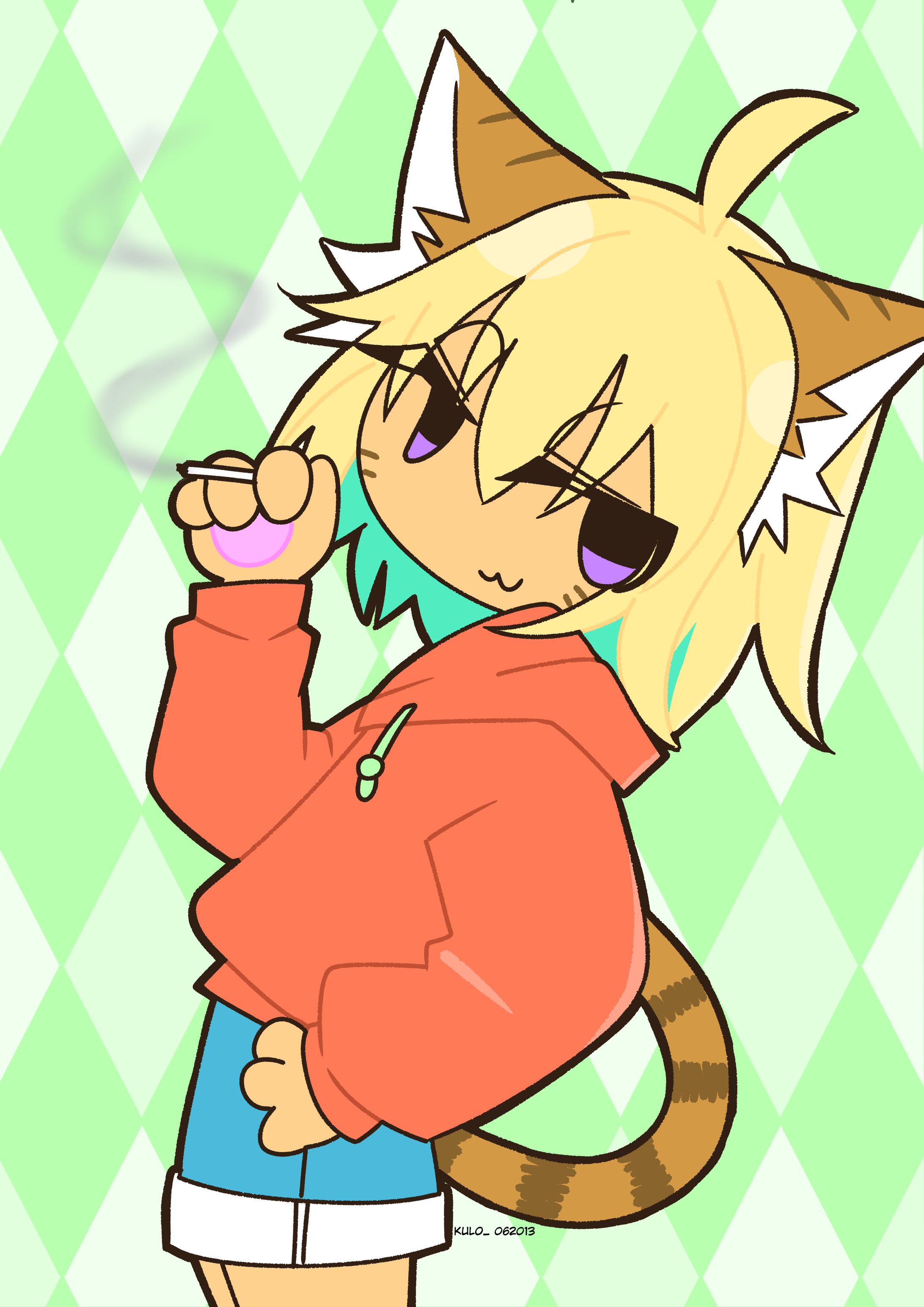 タバコを吸う猫耳-1