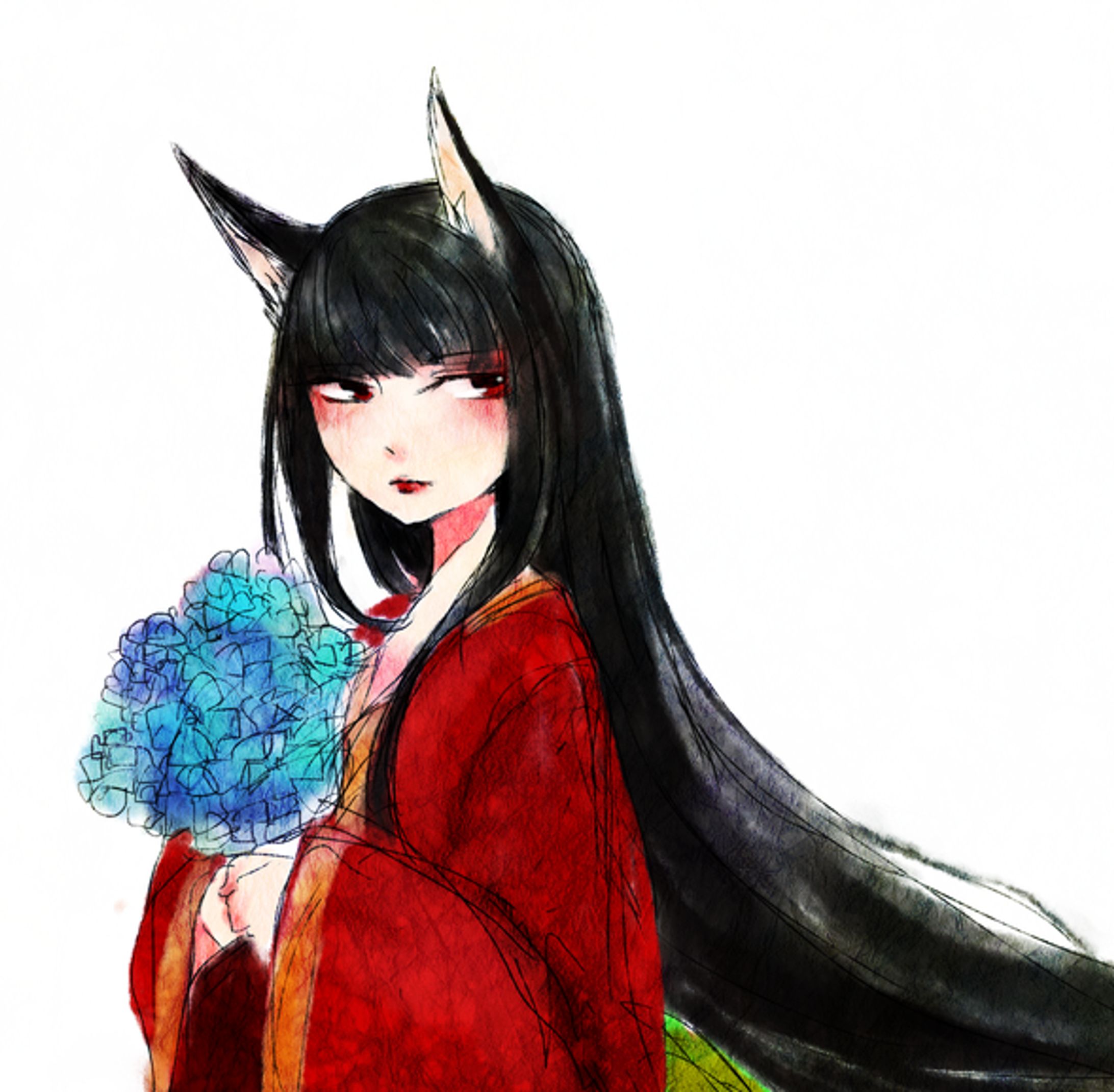 紫陽花と狐-1