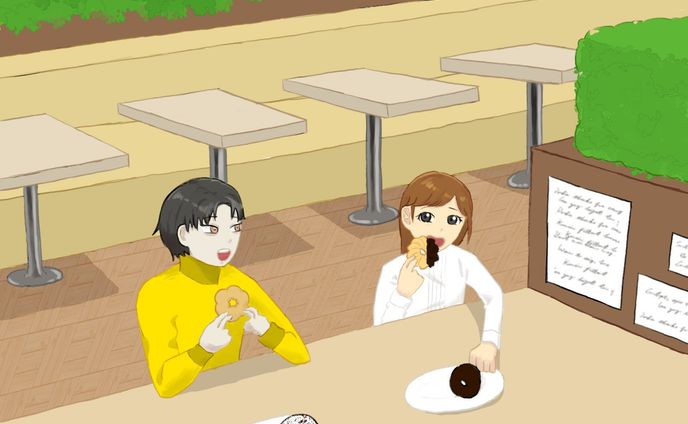ドーナツ屋にて