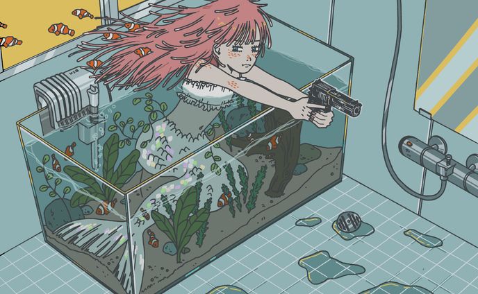 イソギンチャクの少女はクマノミたちを守ってる。