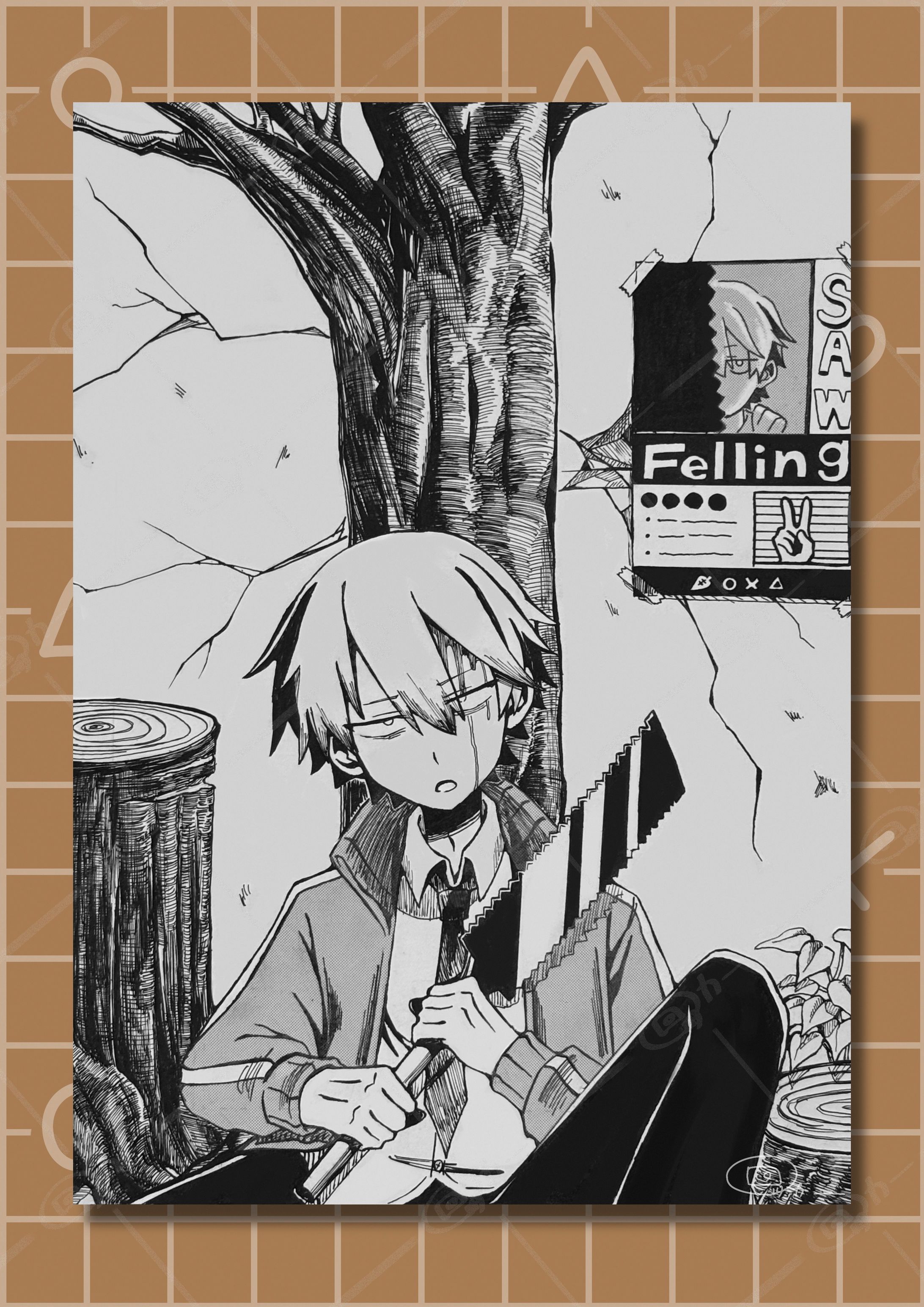 【オリジナル】学校課題アナログイラスト-1