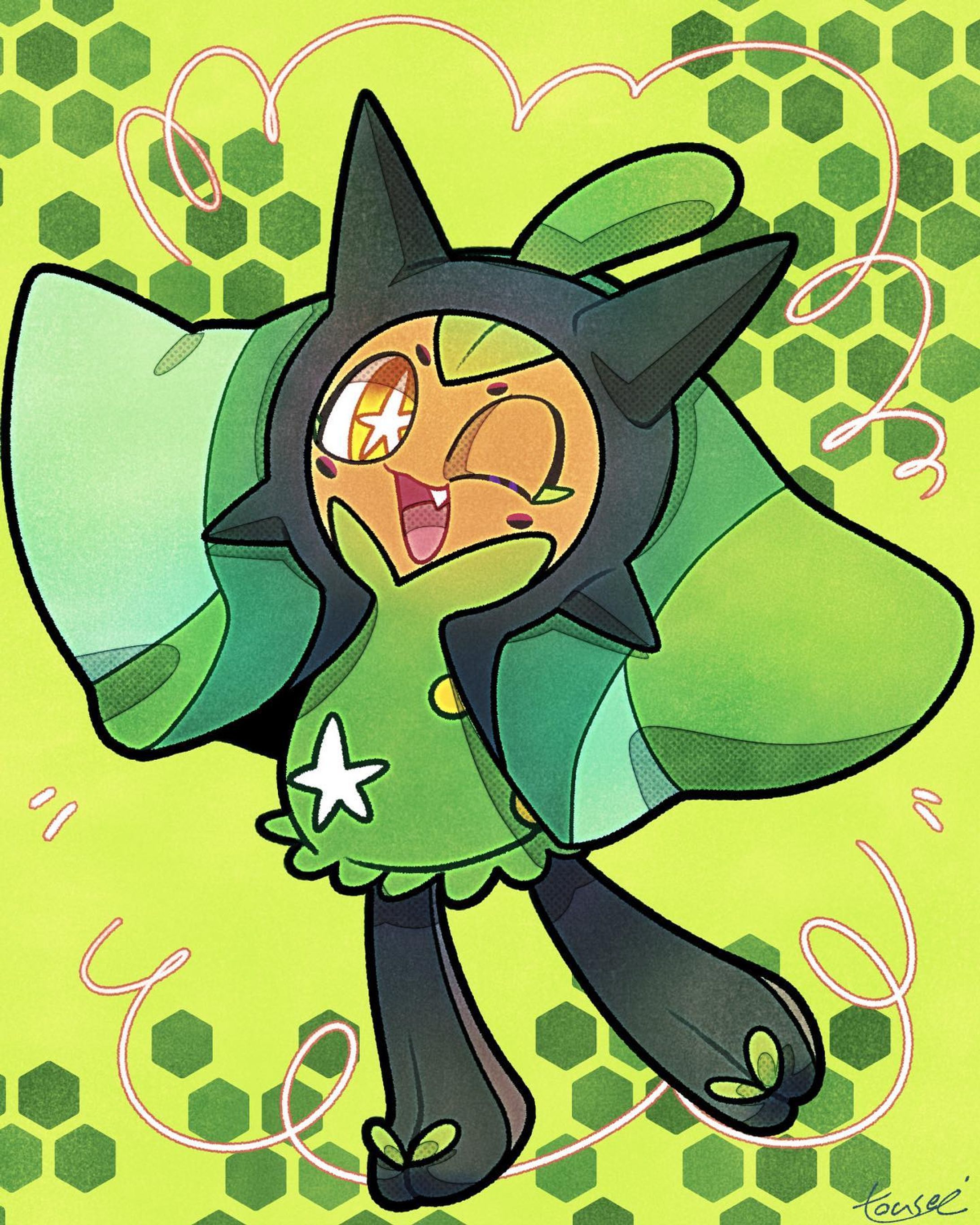 #イラスト #illustration #ポケモン #pokemon #オーガポン #ogerpon #fanart 👹🌱-1