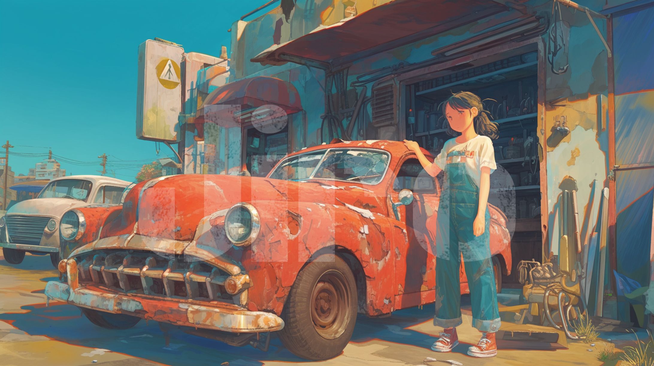 自動車修理工の少女-1