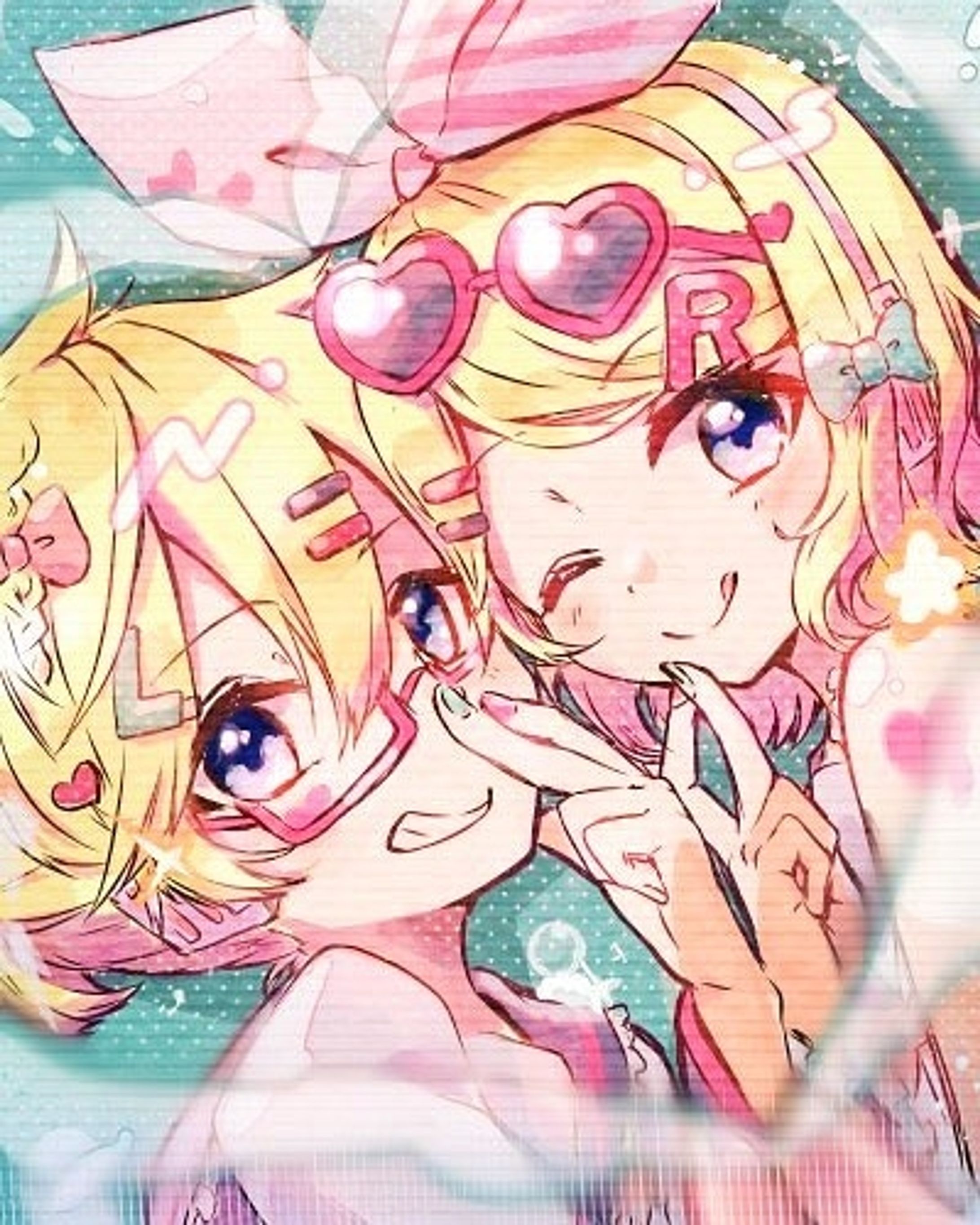 #kagaminelen #kagaminelen #お絵描き #お絵描き好きな人と繋がりたい #鏡音レン #鏡音リン #art #illustration #メディバンペイント #medibangpaint #sunglasses #bubbles #cute #drawing 
洗濯中の泡で♡描いてくれてる鏡音です！今の私のお気に入りです🙌🎶-1