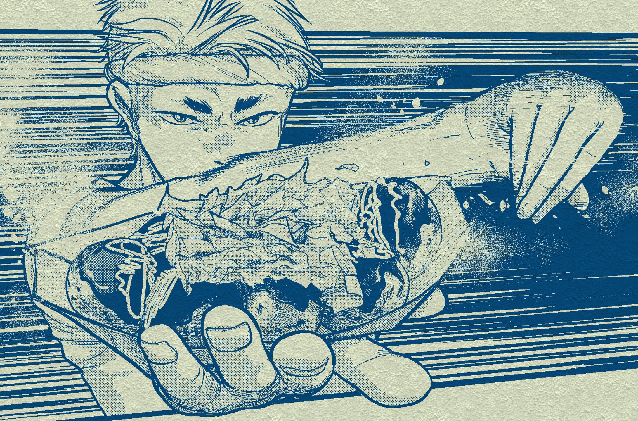 【食べ物×人物シリーズ】たこ焼き×ねじり鉢巻の人-1