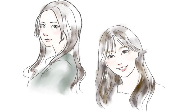 女性水彩風イラスト