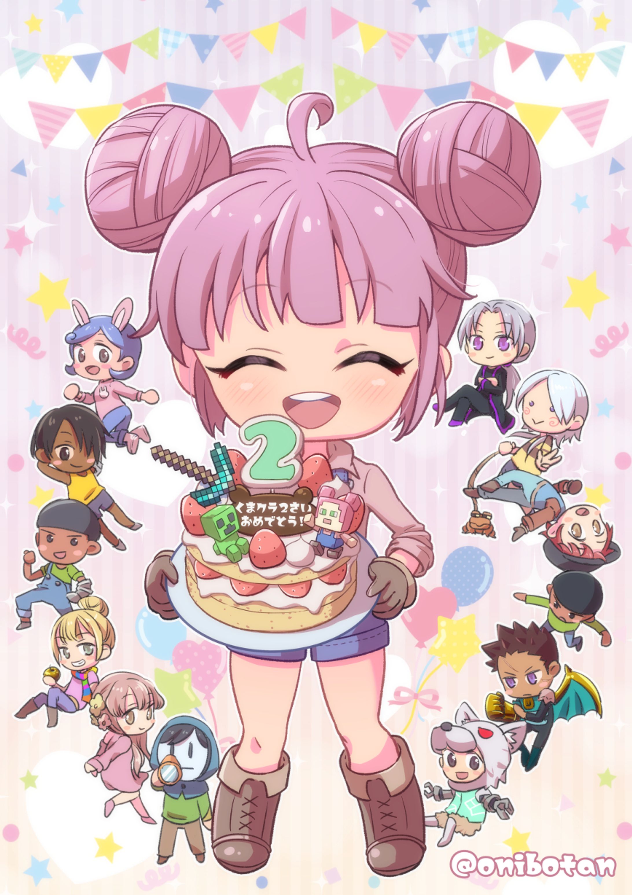 くまクラフト2周年お祝いイラスト-1