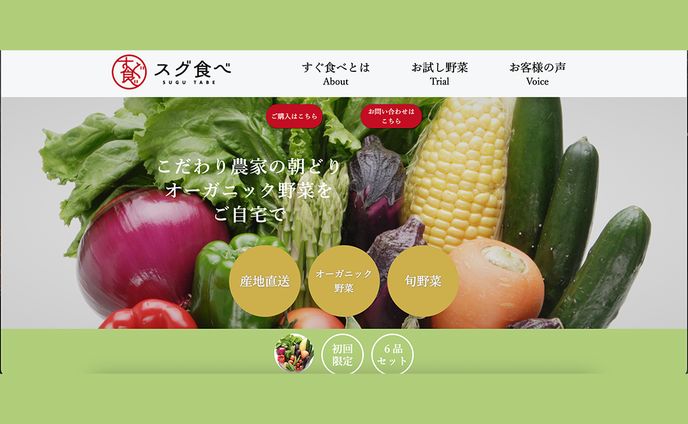 【デジタルハリウッドSTUDIO課題】架空オーガニック野菜宅配「スグ食べ」LPデザイン