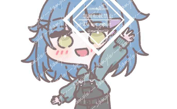 青い髪の女の子(お仕事絵)