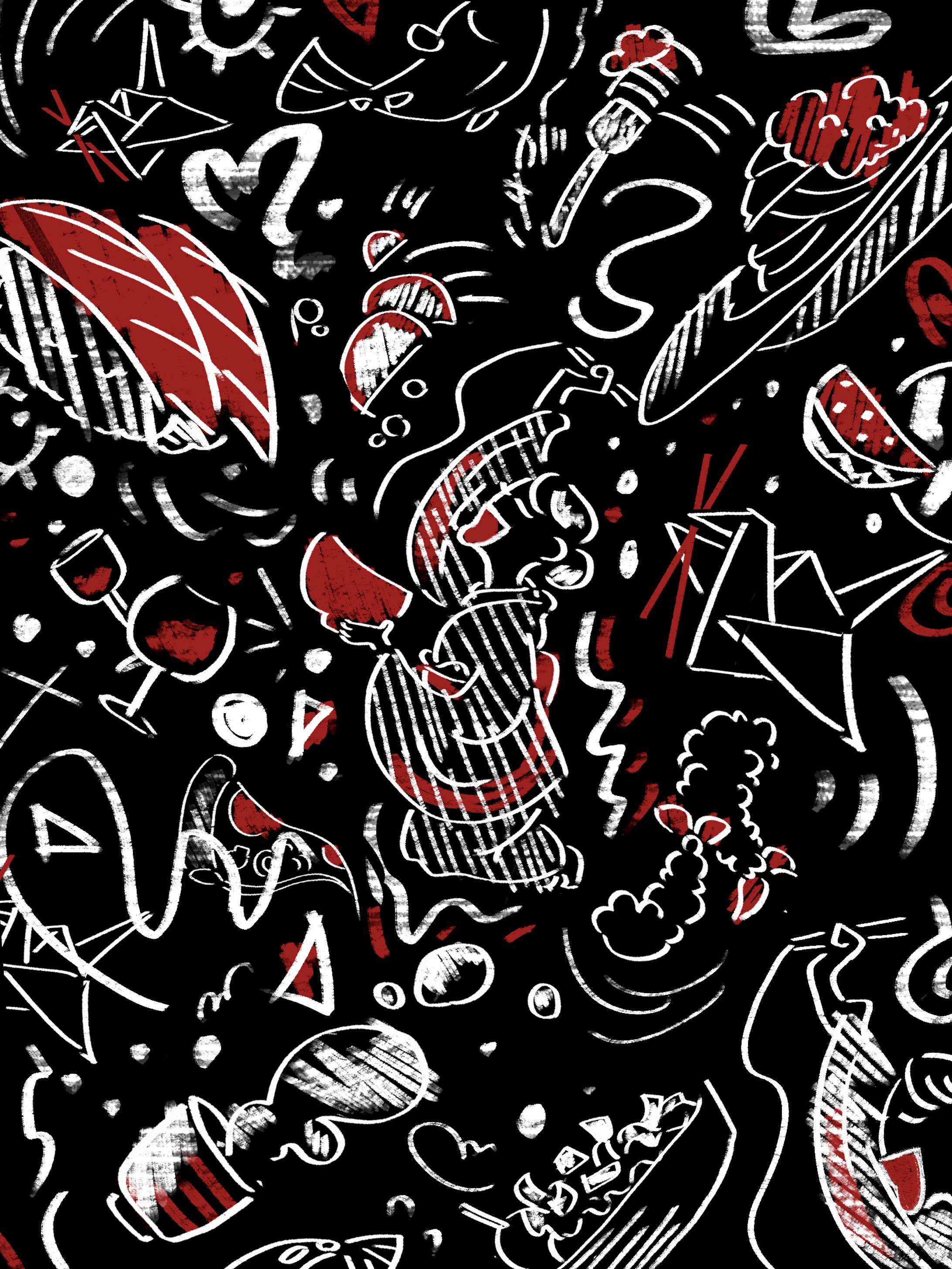 日本食レストラン用落書き風イラスト-1