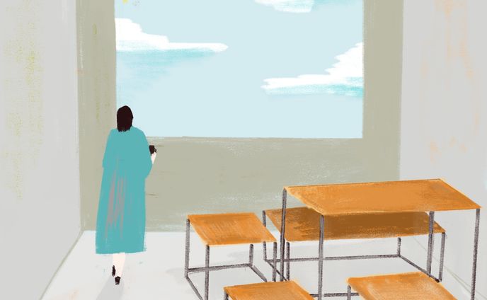 カフェ、女性