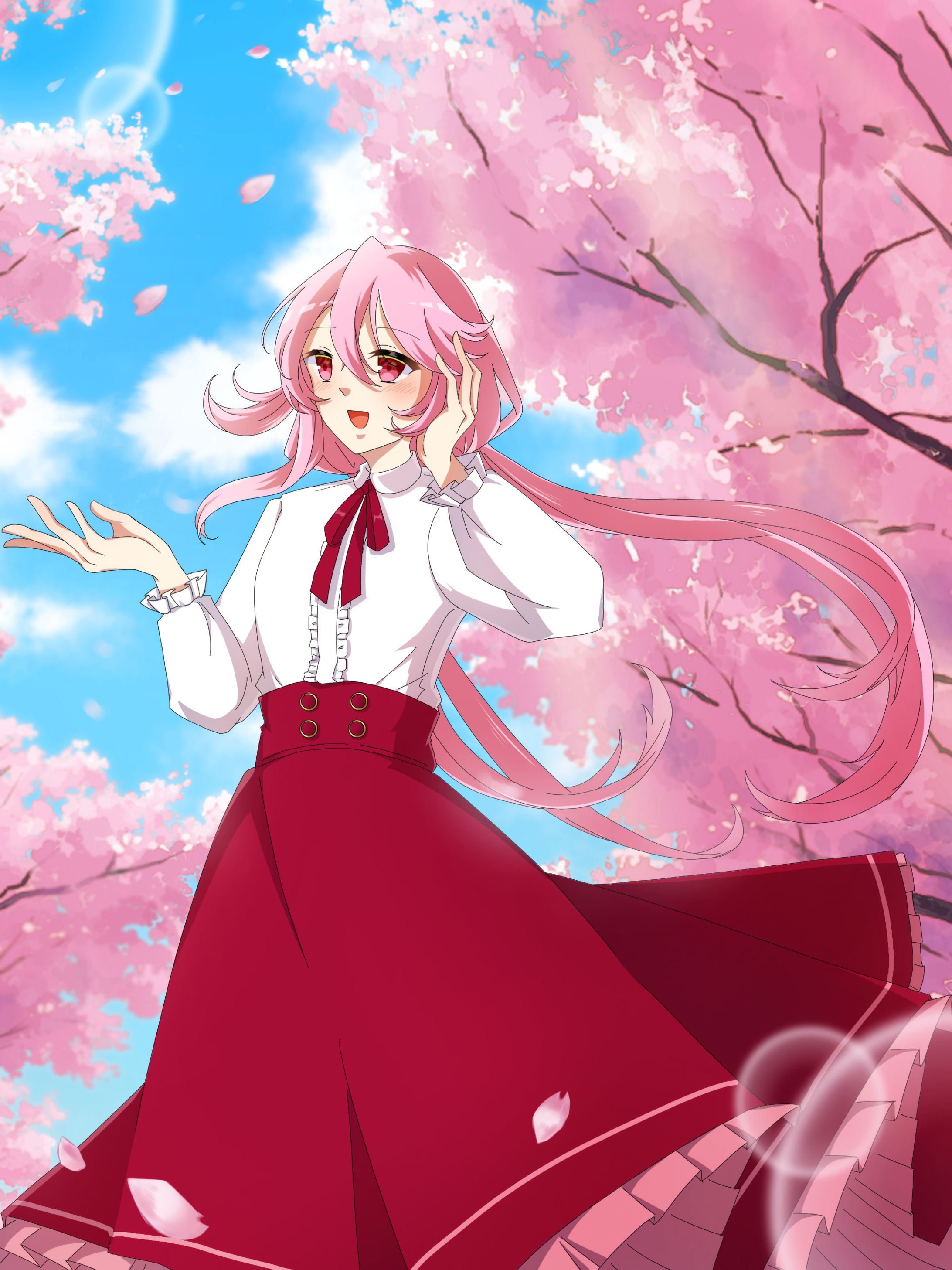 【一枚絵】桜並木と少女-1