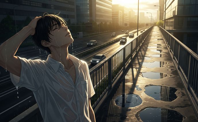 濡れた制服と夏の匂い