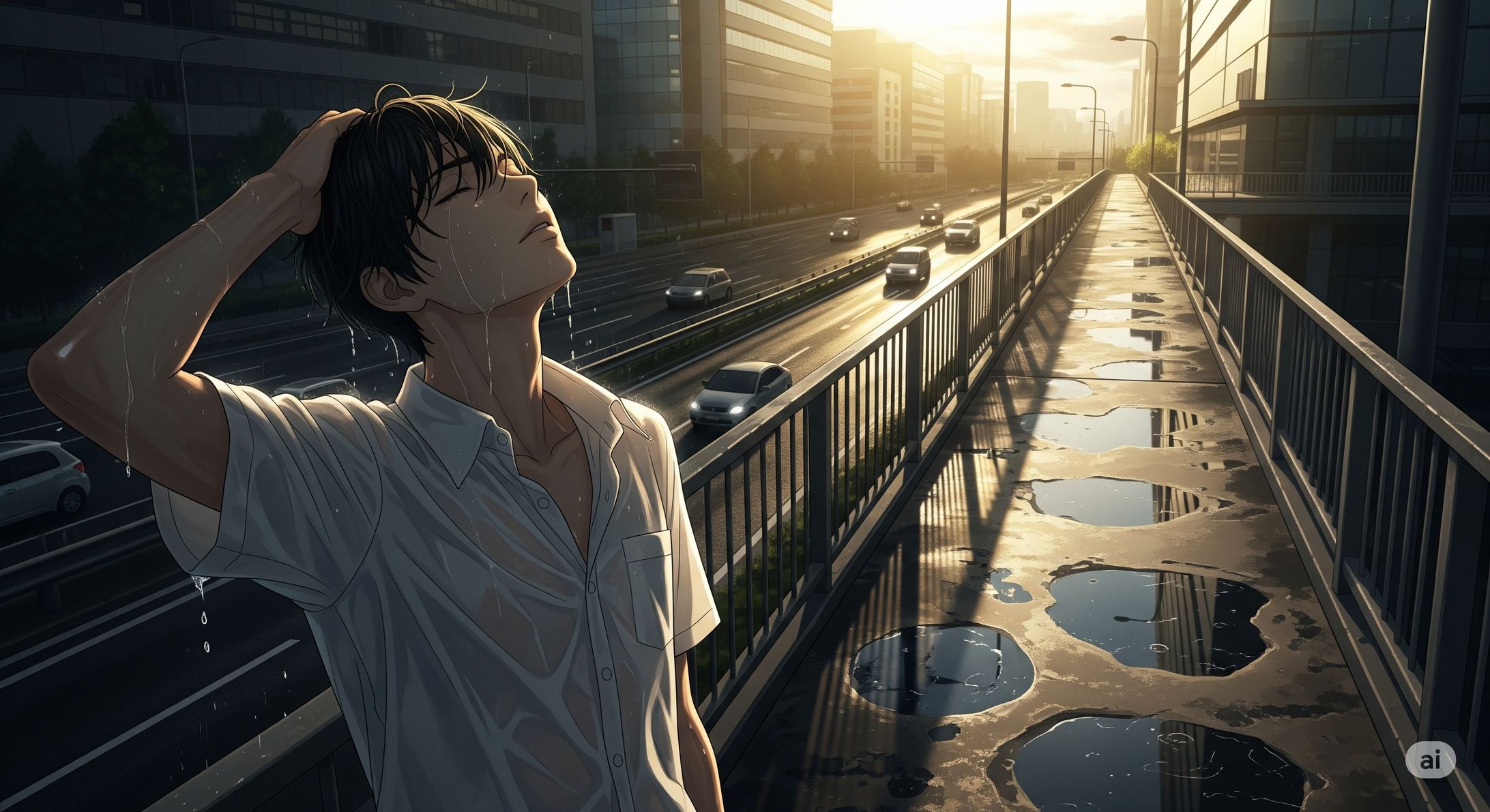 濡れた制服と夏の匂い-1