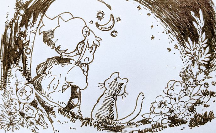 三日月を見る少女