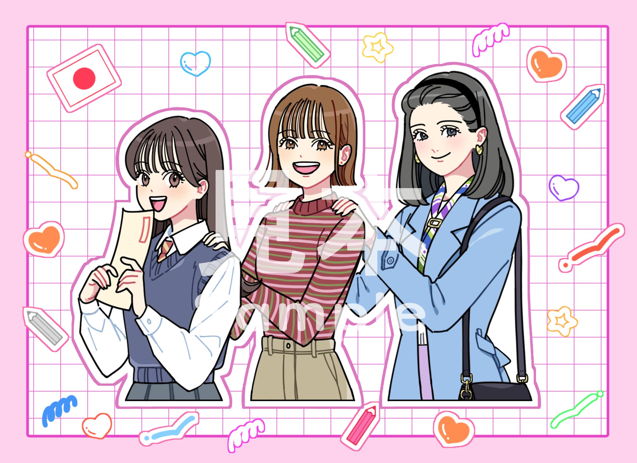 ステッカー風イラスト＜ミリペン＞-1