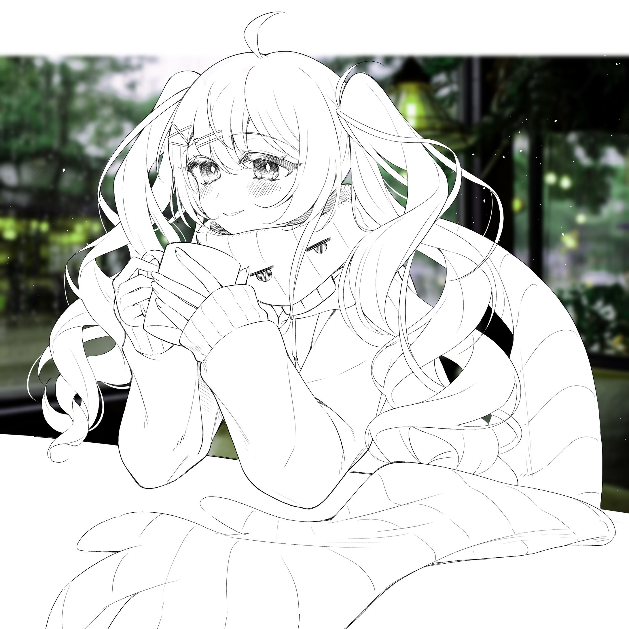 来璃クリオネ線画イラスト-1