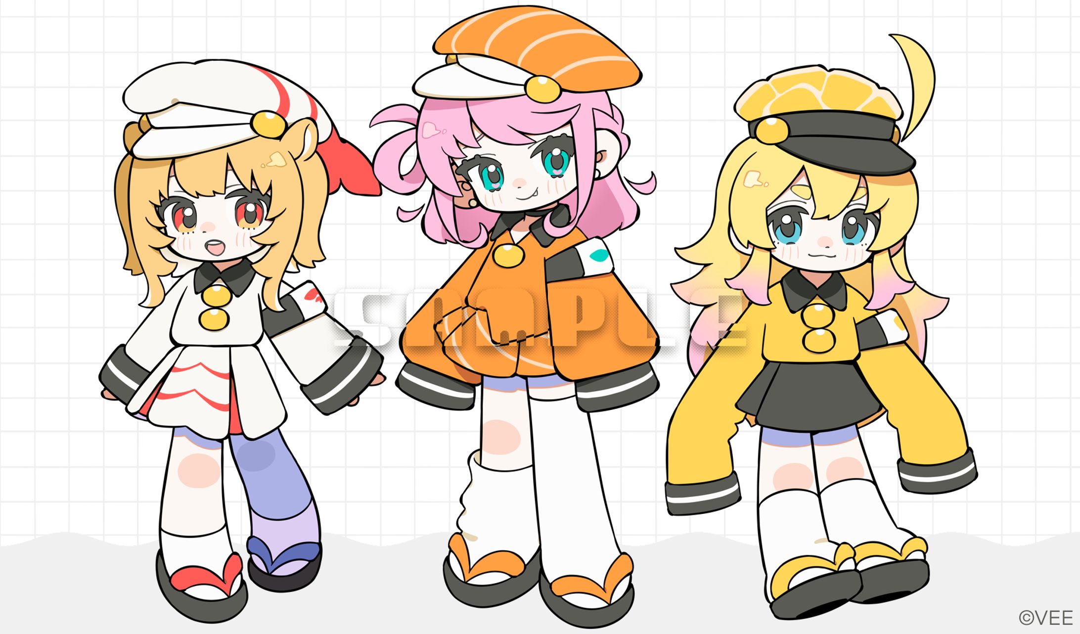 Sony Music「VEE」 【Kaiten♡Stars】「回転！SUSHI☆SUSHI テーマパーク」Music Video　MV内キャラクターイラスト/衣装デザイン-1