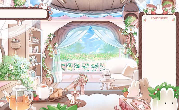 【花兎ふうか様】お部屋・コメント、トークテーマ欄・マイクデザインイラスト