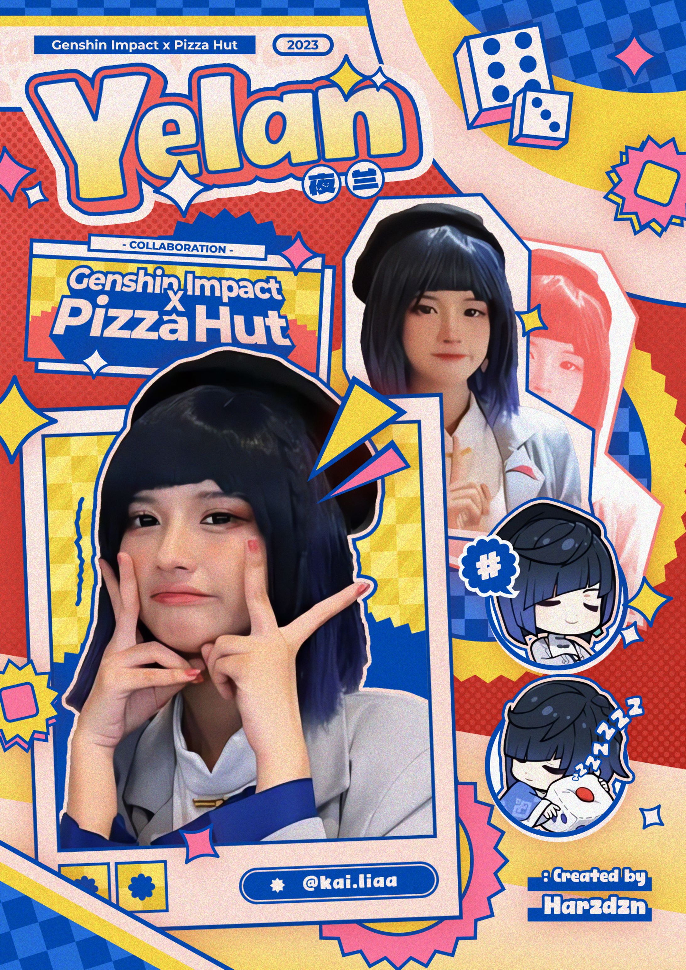 Yelan Pizza Hut Cosplay Poster-1