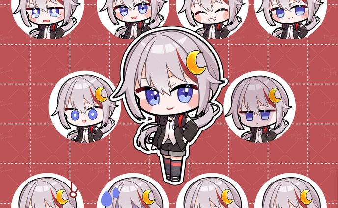 月城イブキ様　デフォルメイラスト/表情差分