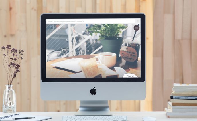 カフェ「Open Cafe」のホームページ（架空サイト）WP