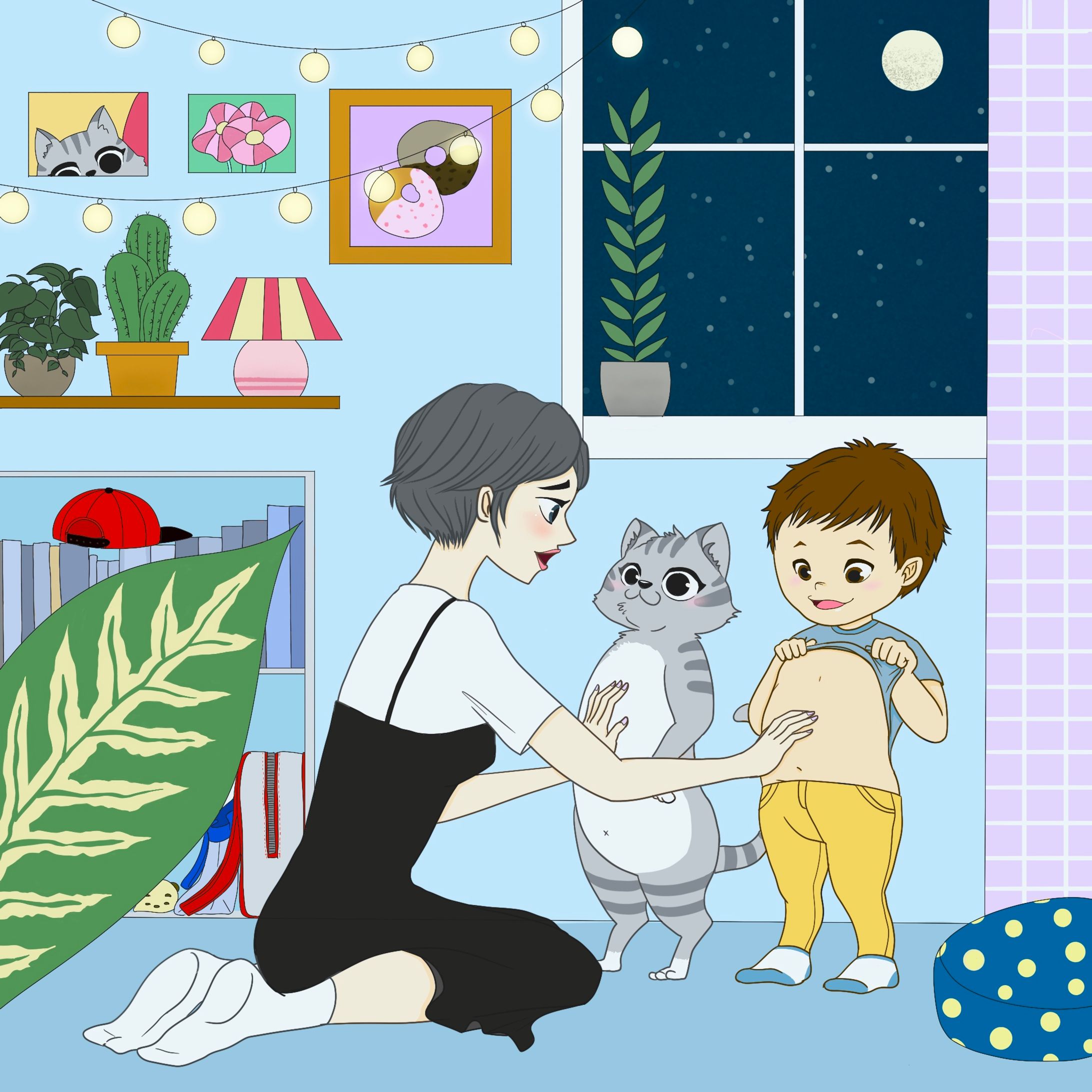 息子と猫のお腹が愛しい-1