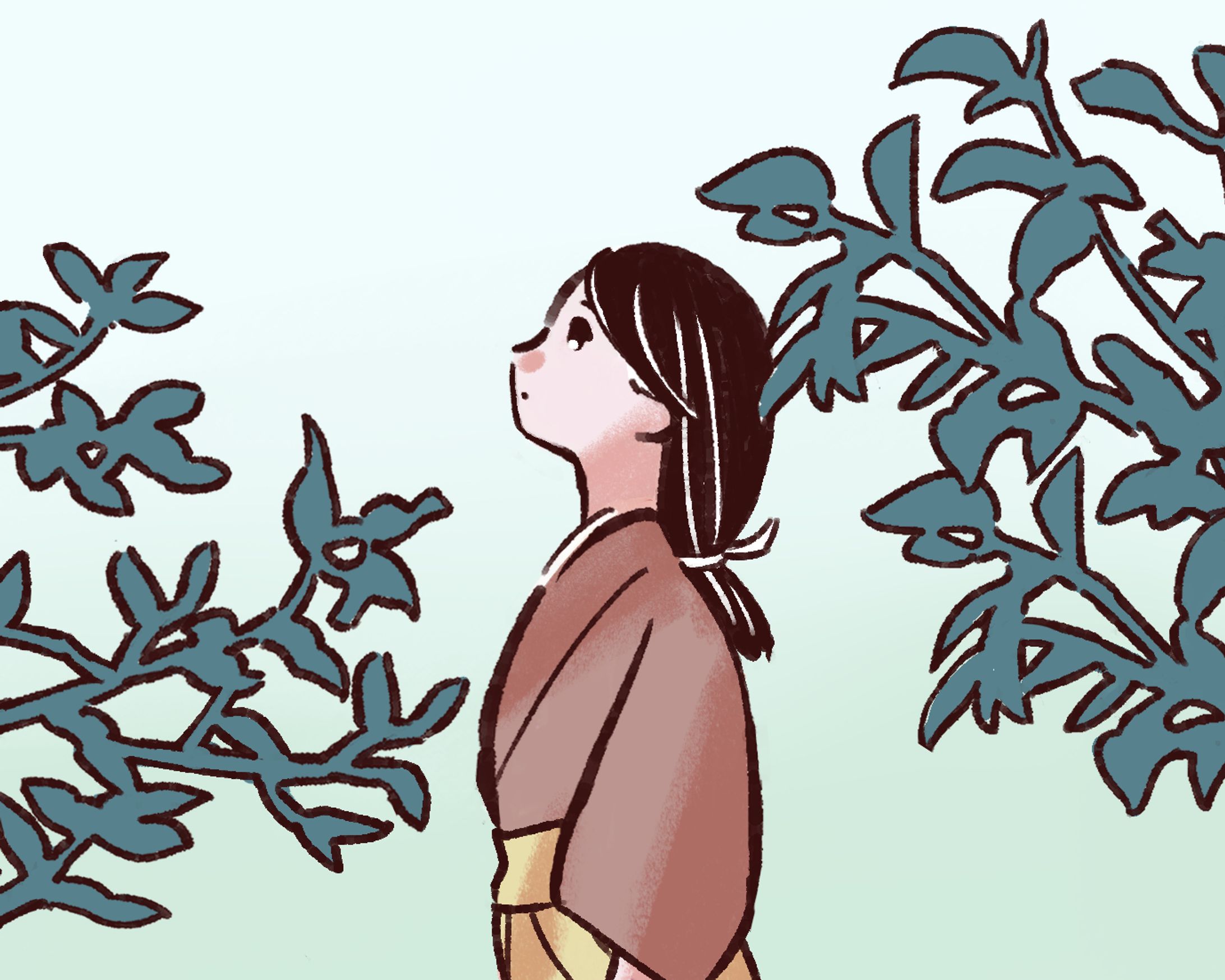 【お仕事】新聞連載小説「星のおちた海」挿絵①-1