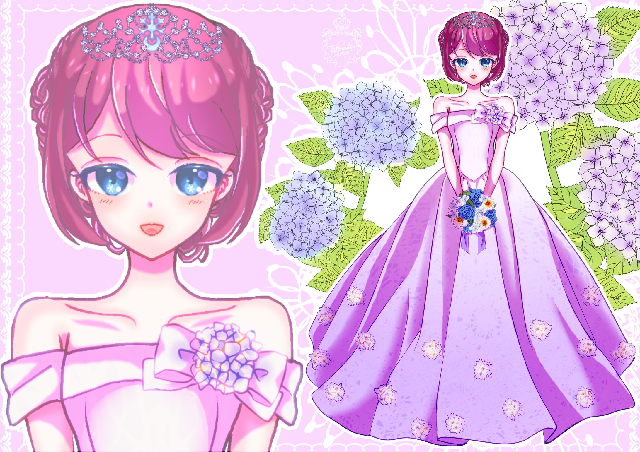 【お仕事】Vライバー・月雪ぷりん様のウェディング衣装立ち絵イラスト-1