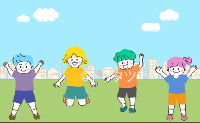 ジャンプする子供達