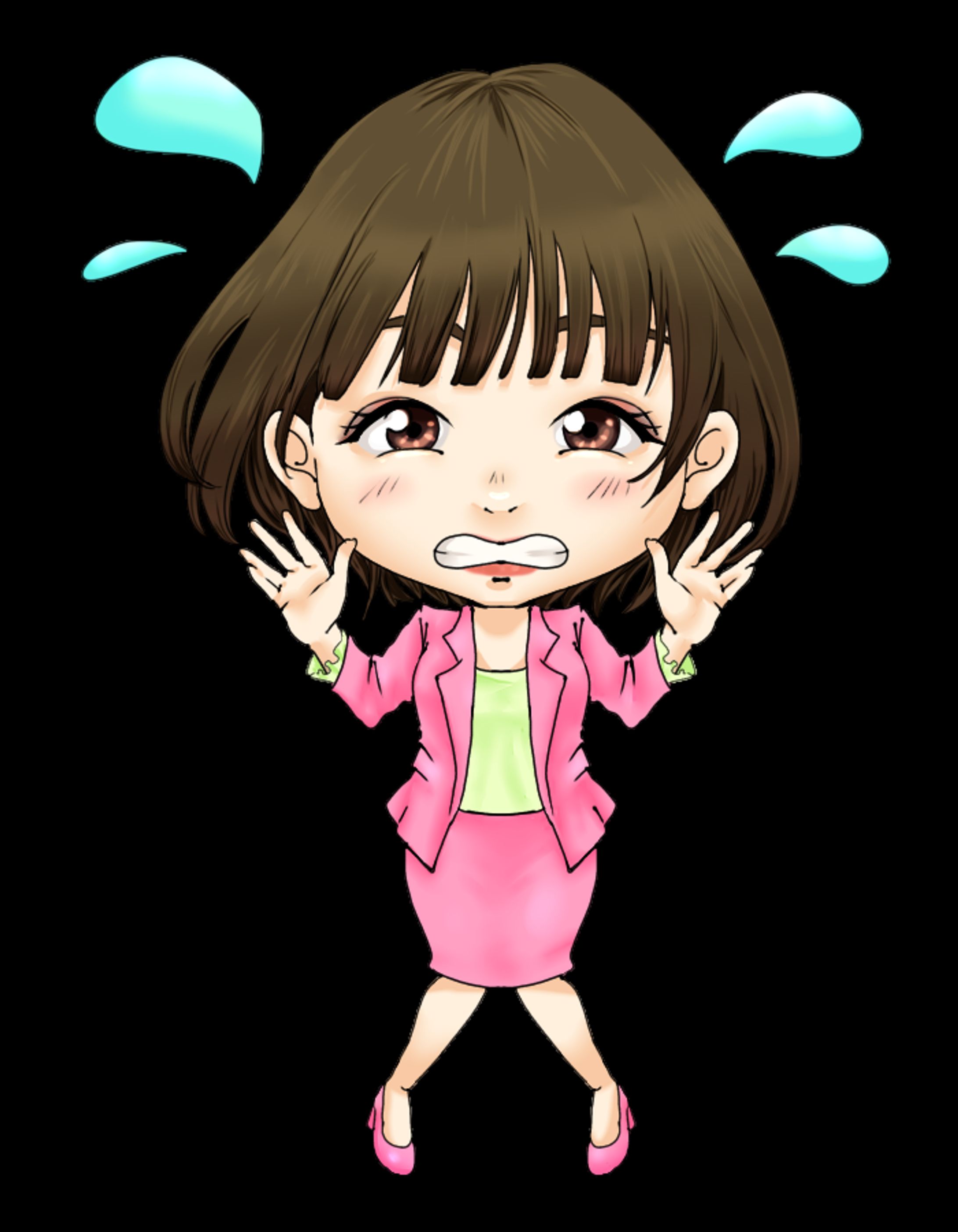 スーツの女性のイラスト(焦る)-1