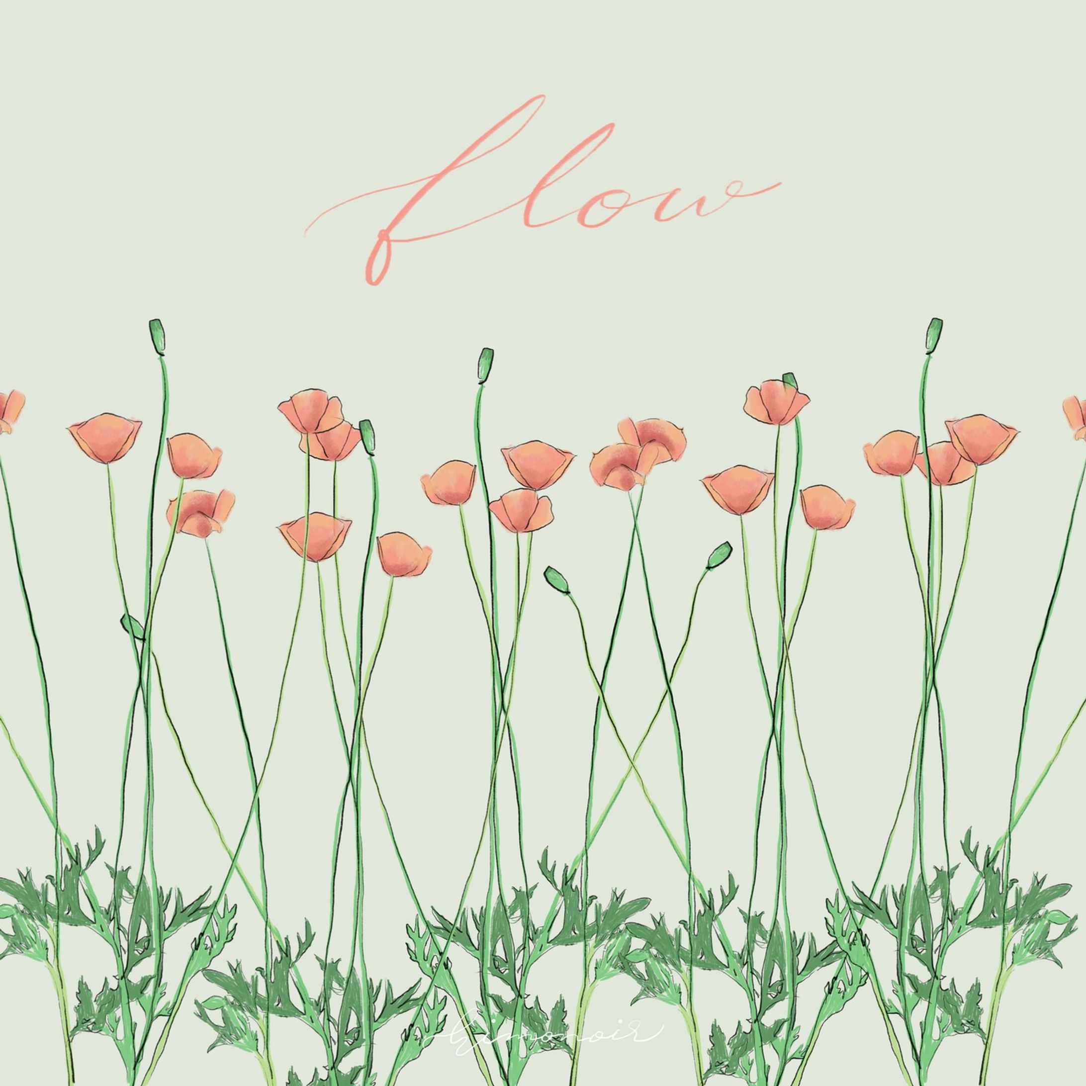 ・

flow

papaver dubrium
思いやり　いたわり
恋の予感　陽気で優しい

子供の頃は道端に咲くポピーをたくさんは見なかったのにここ数年よく見かけるのは住む場所が変わったからかと思っていました

ところが最近読んだ本でもそのことが書かれていました
子供の頃住んだ場所でも増えているのかな

根からアレロパシー物質
他の植物の芽生えを阻害するそうです
繁殖力の強いものにはやはり理由があるんですね

ちなみに私は子供の頃に立派に咲いたポピーの茎が折れドロリとした黒い液体が溢れていたのを見てからしばらくは「悪魔の花」と呼んでいました😇

#art
#drawing
#fresco
#flowers
#textiles
#nft
#papaverdubium 
#calligraphy
#chill 
#flow 
#花
#イラスト
#絵本
#挿絵
#装画
#テキスタイル
#生地
#カリグラフィー
#ケシ
#ポピー
#虞美人草 
#子育て
#pray-1