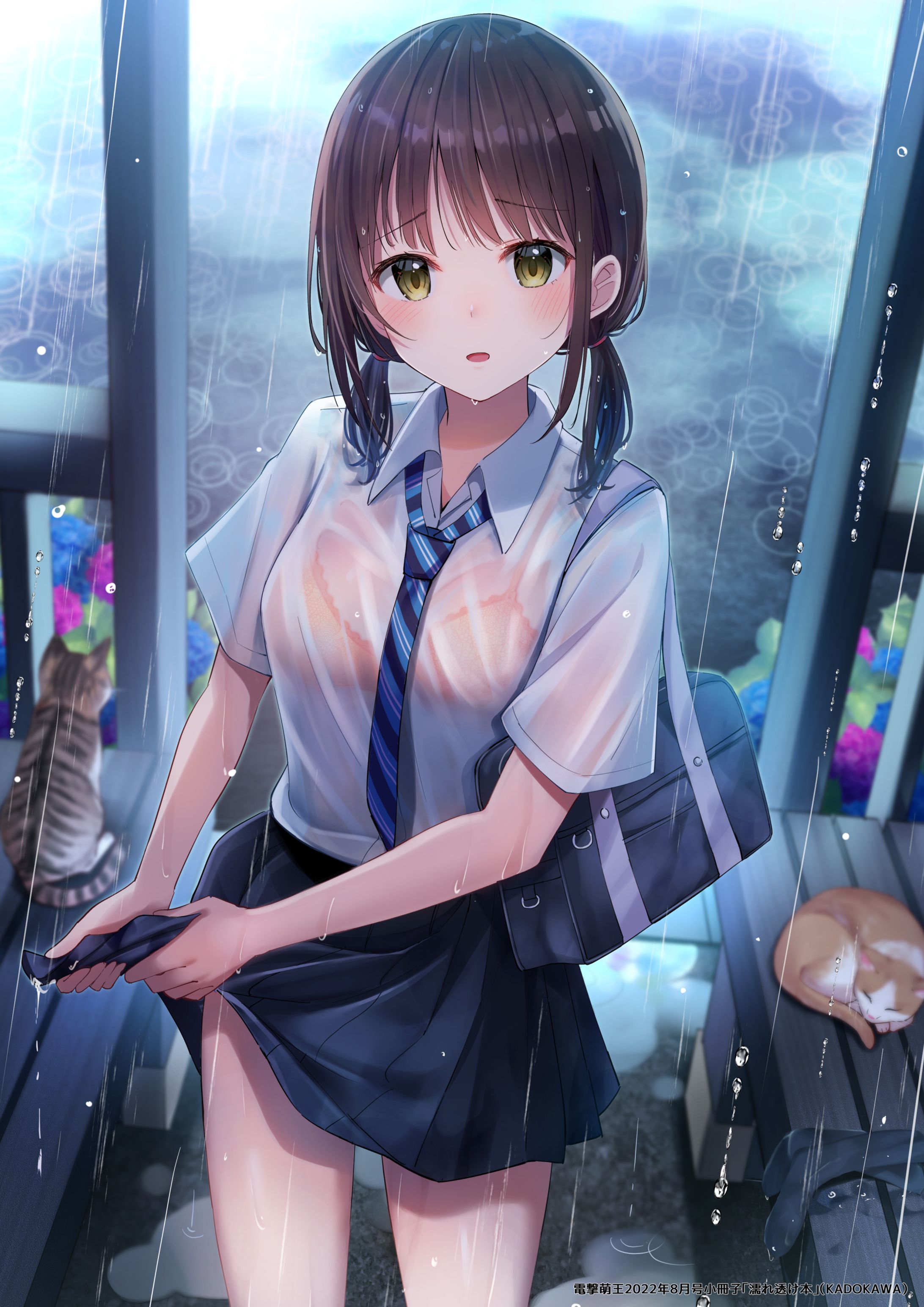 【お仕事】電撃萌王8月号/おとなの萌王 夏の濡れ透け少女イラスト-1