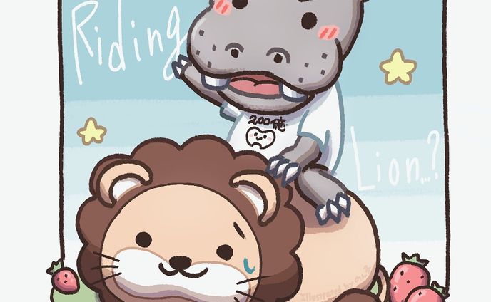 🦁ライオンに乗るカバ🦛