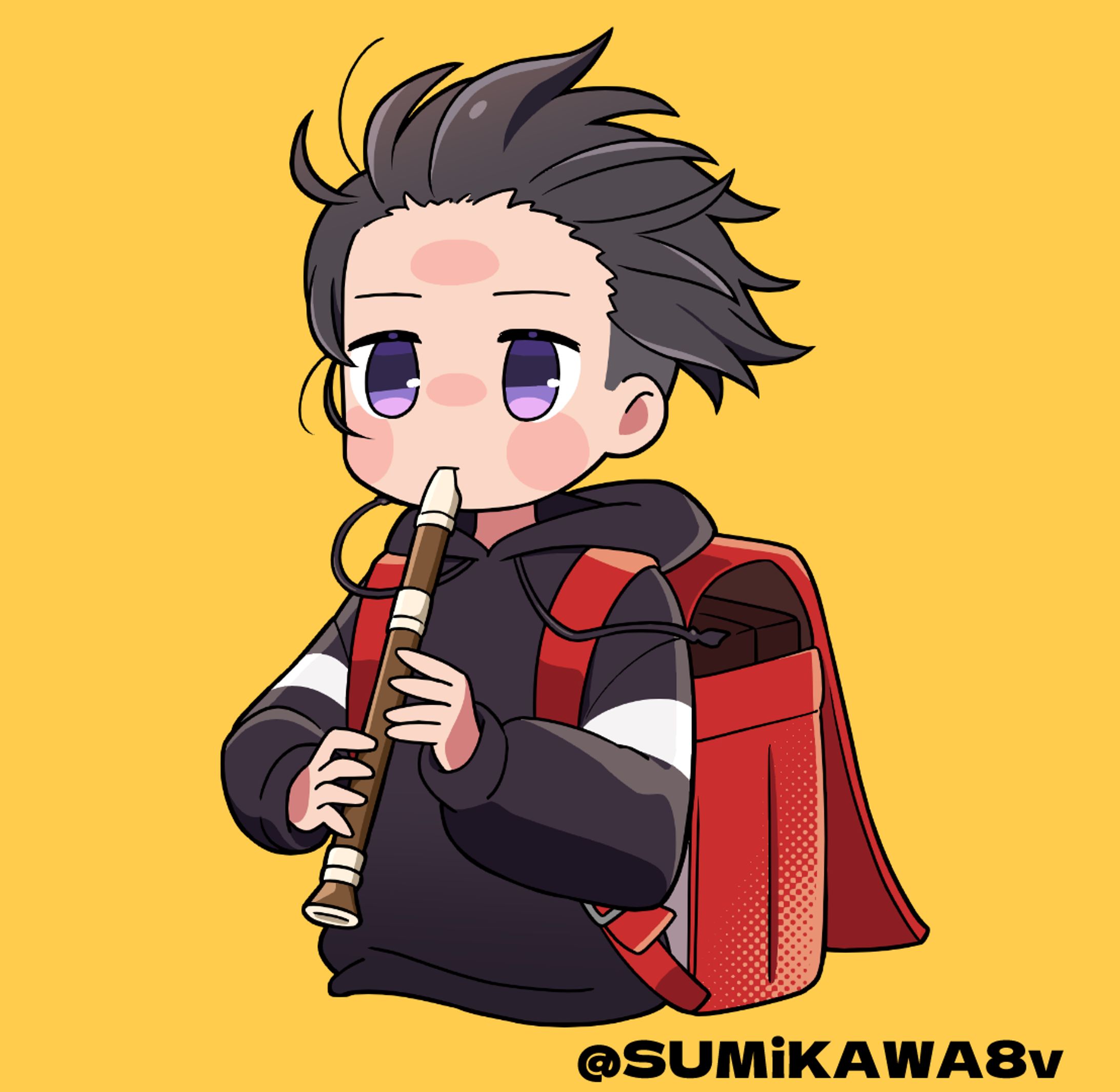 「強風オールバック」風イラスト-1