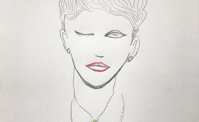 #lbgtq #lady #gentleman #questioning #tie #lip #accessory #drawing #illustration #fashion #summer #夏 #イラスト #鉛筆画 #色鉛筆 #美術館 #画用紙 #挿絵 #シャツ #ネクタイ #口紅