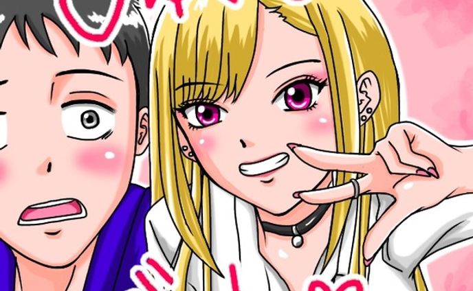 デートでプリクラを撮るも、グイグイ来る喜多川さん。と、たじたじの五条くん。
（デートで作務衣はないだろと突っ込んではいけない）

#rion_illustration #illustration #illust #イラスト #絵 #絵描きさんと繋がりたい #着せ恋 #喜多川海夢 #五条新菜