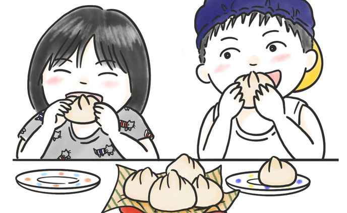 【実績】お子様が幸せそうに肉まんを頬張る1コマ