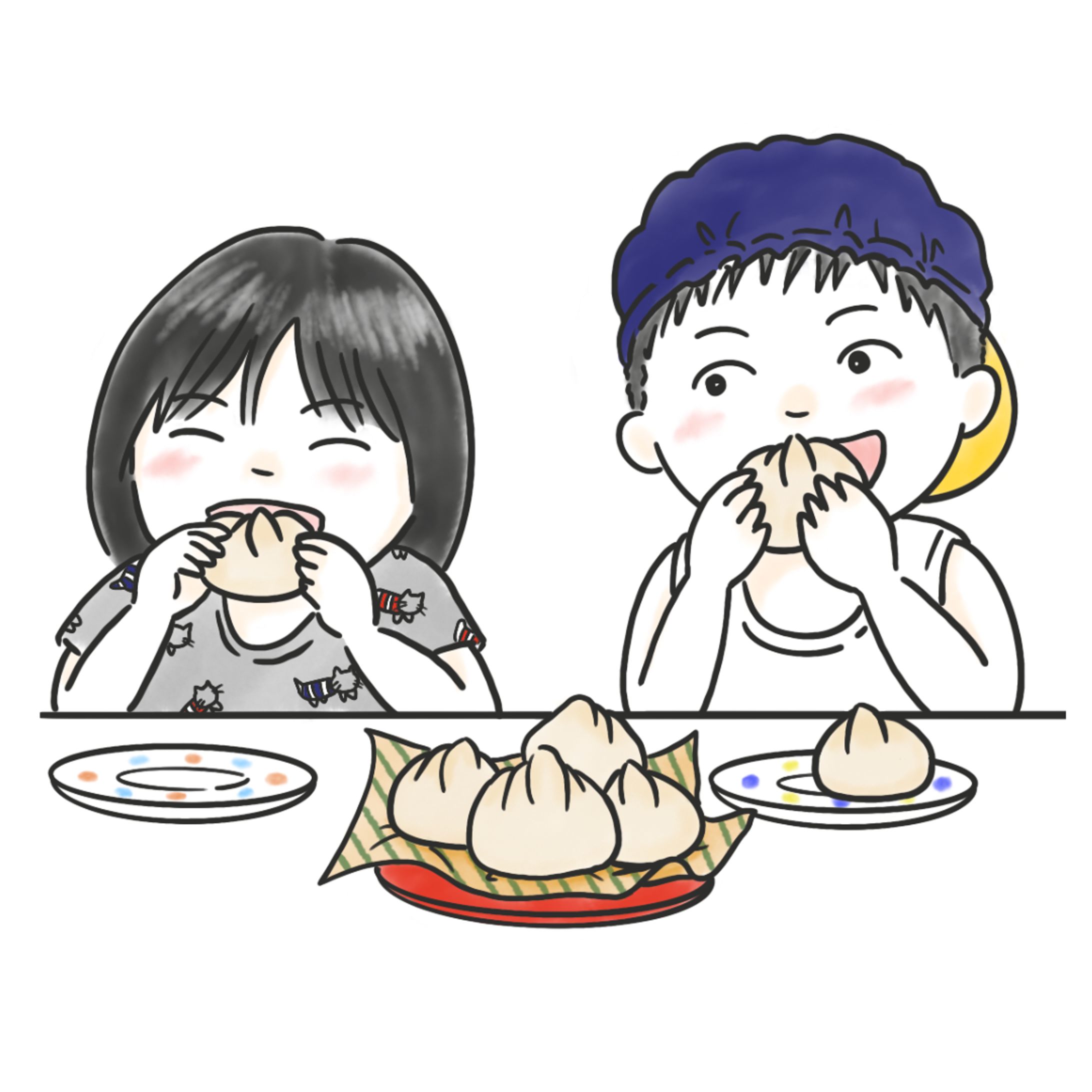 【実績】お子様が幸せそうに肉まんを頬張る1コマ-1