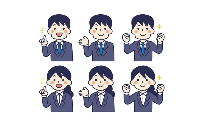 素材用イラスト_スーツ姿で働く人（腰上）