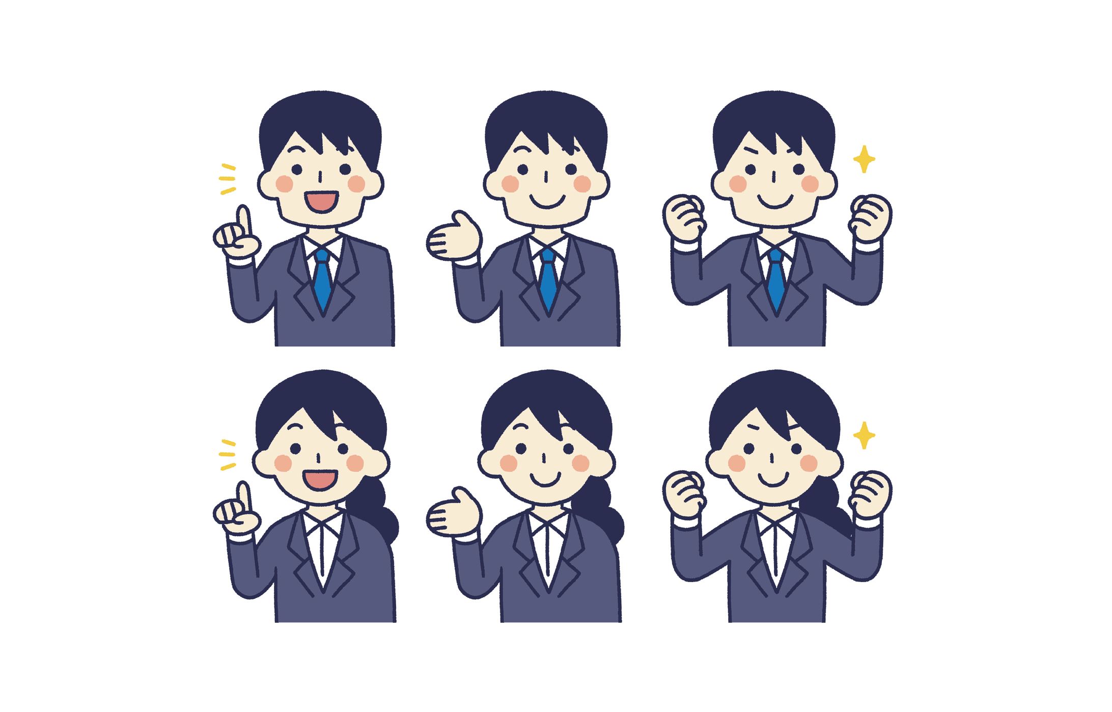 素材用イラスト_スーツ姿で働く人（腰上）-1